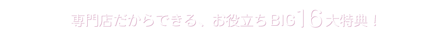 専門店だからできるお役立ちBIG16大特典
